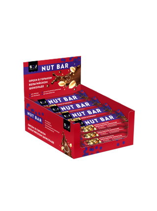 Ореховый батончик "NUT BAR" со вкусом айриш-крим в горьком шоколаде 40г (16шт/уп)