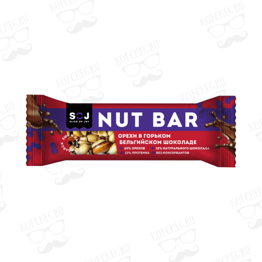 Ореховый батончик "NUT BAR" со вкусом айриш-крим в горьком шоколаде 40г (16шт/уп)