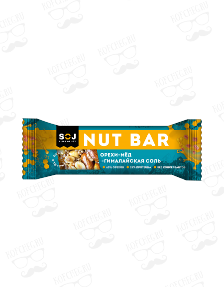 Ореховый батончик "NUT BAR" с медом и гималайской солью 40г (16шт/уп)