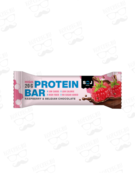 Протеиновый батончик PROTEIN BAR со вкусом малины в молочном шоколаде без добавления сахара 50г (20шт/уп)