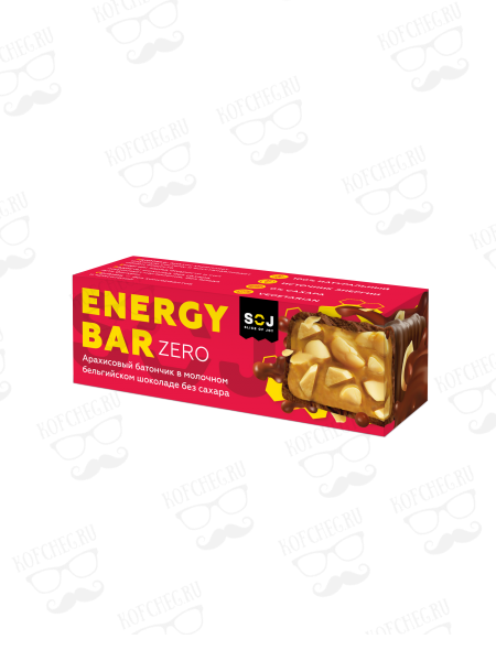 Арахисовый батончик Energy Bar ZERO в молочном бельгийском шоколаде без сахара 45г (35 шт/уп)