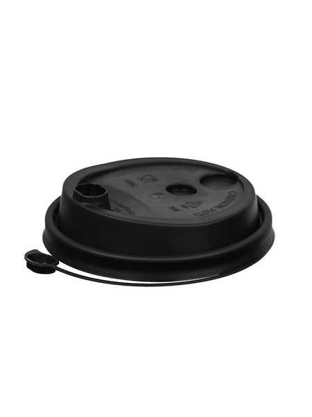 Крышка для бумажных стаканов флип-топ с питейником 80 мм (Черная)