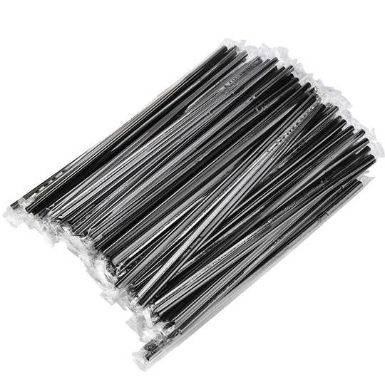 Трубочки прямые черные в индивидуальной упаковке 240*8 мм