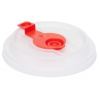 Крышка для бумажных стаканов с  красной откидной заглушкой 90 мм (Прозрачная)